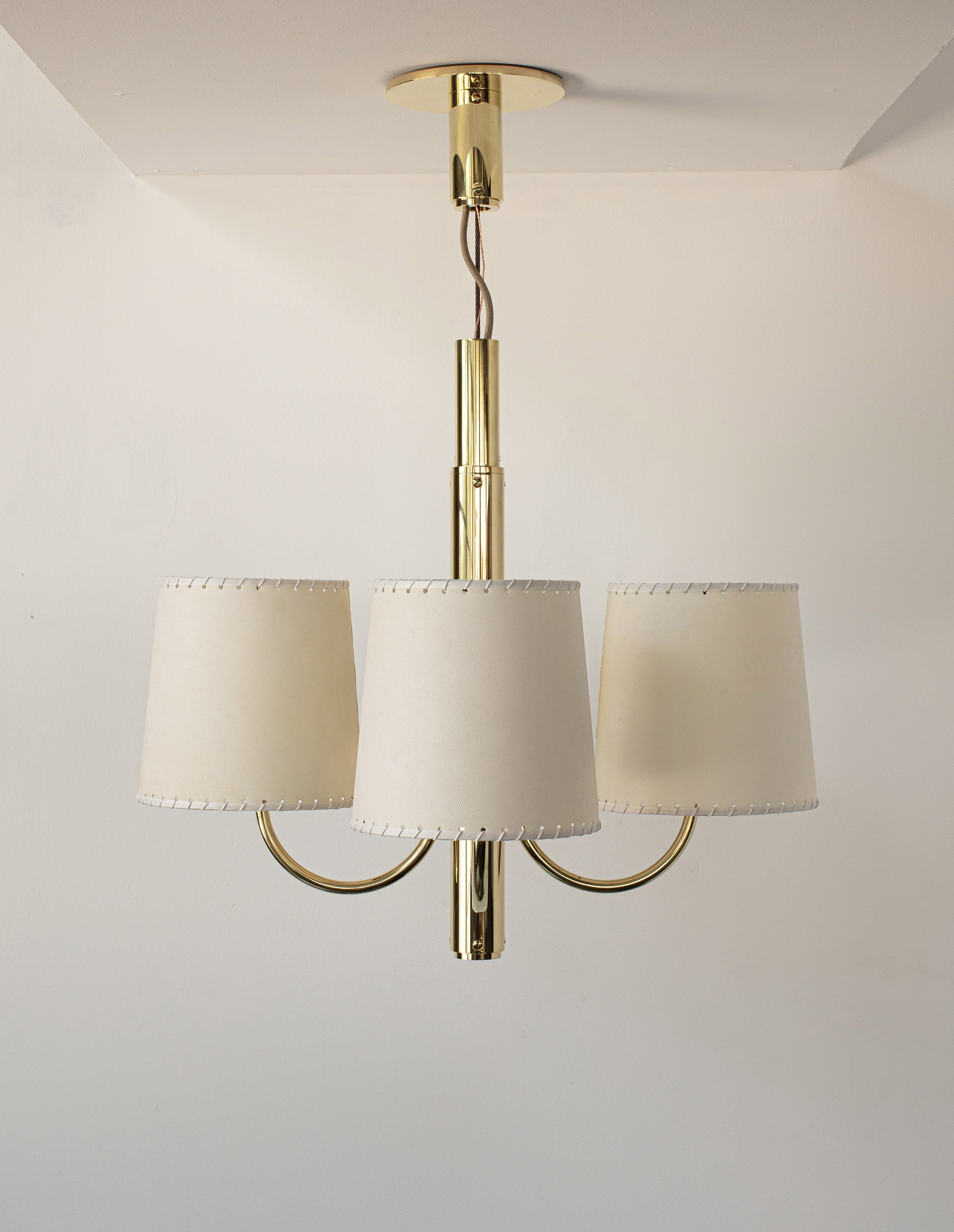 SERIES 01 UPRIGHT ELECTROLIER - GOATSKIN PARCHMENT - POLISHED